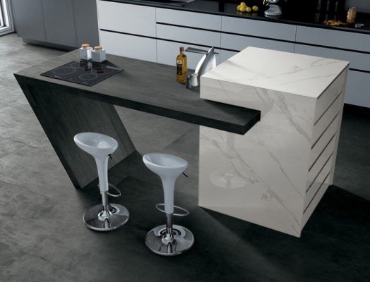 Floors - Skyline Fumo, Counter Top - Skyline Antracite, Middle Block - I Marmi