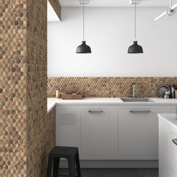 wood royal light 3d hex mosaics 3