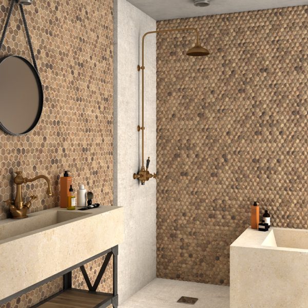 wood royal light 3d hex mosaics