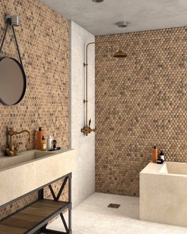 wood royal light 3d hex mosaics