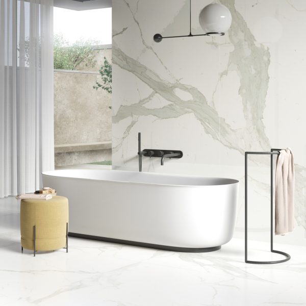 bianco calacatta marble look tile by malford ceramics - tiles singapore