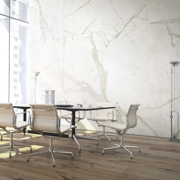bianco calacatta marble look tile by malford ceramics - tiles singapore