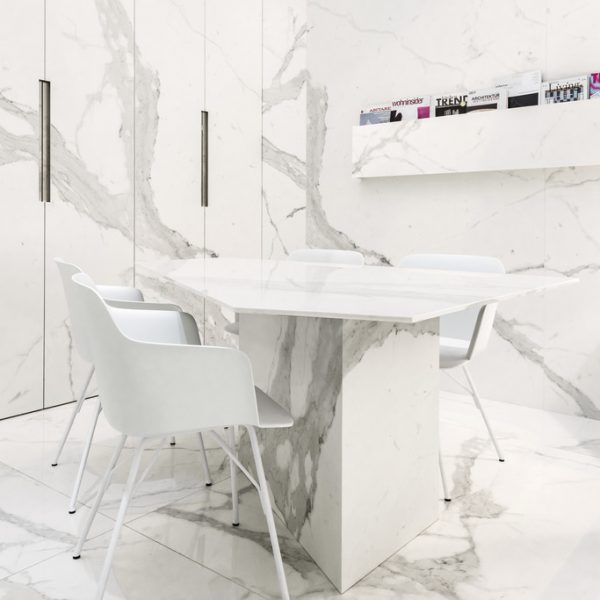 bianco calacatta marble look tile by malford ceramics - tiles singapore