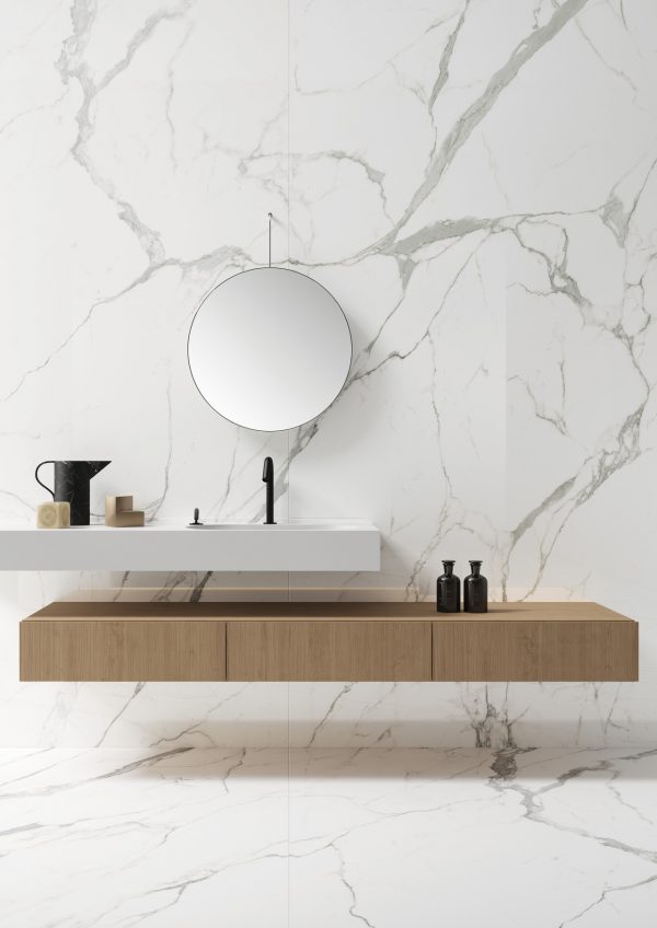 bianco statuario marble look tile by malford ceramics - tiles singapore