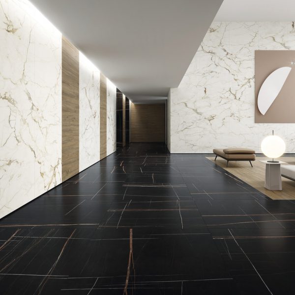 sahara noir marble look tile by malford ceramics - tiles singapore