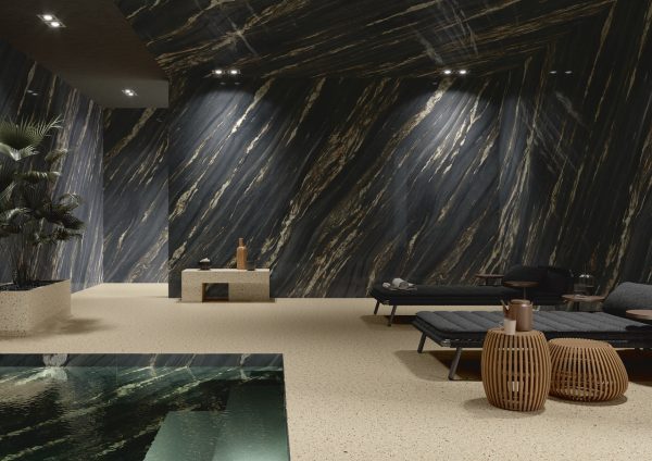 tropical black marble look tile by malford ceramics - tiles singapore