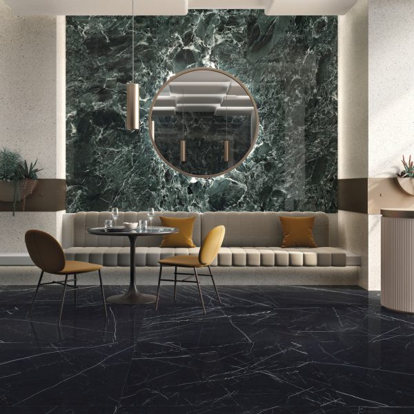 verde saint denis marble look tile by malford ceramics - tiles singapore